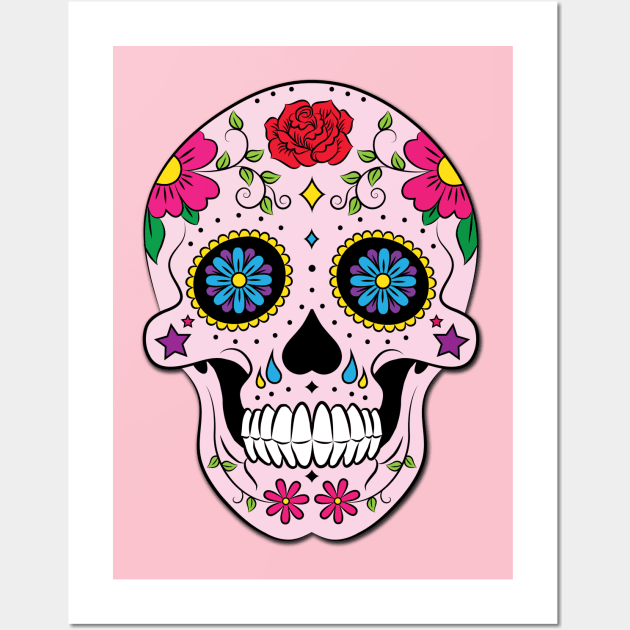 Pink Sugar Skull Design Wall Art by Mr.TrendSetter